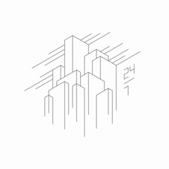 Abstract architectural construction. Geometric technological background.