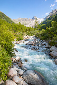 Trient river and glacier in Valais, Switzerland