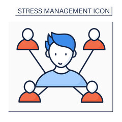 Connection color icon. Connect with people. Communication. Build relationships. Avoid stressful situations. Stress management concept. Isolated vector illustration