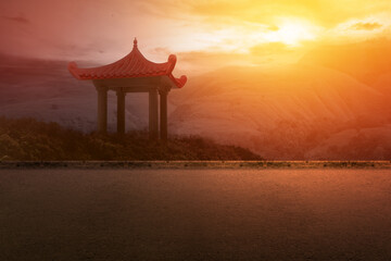 Chinese gazebo building on the park
