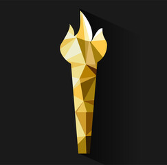 Golden stylized torch. Flaming torch symbol