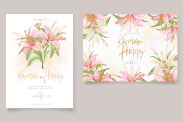 Hand drawn lily wedding card set