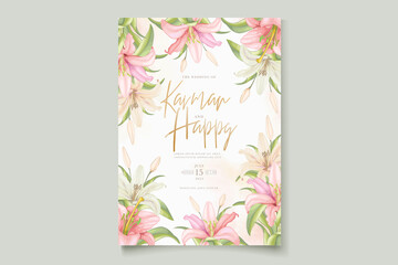 Hand drawn lily wedding card set