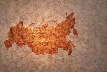 map of russia on a old vintage crack paper background