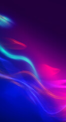 Dark abstract futuristic background with ultraviolet neon glow.  Laser neon lines, waves, particle explosion