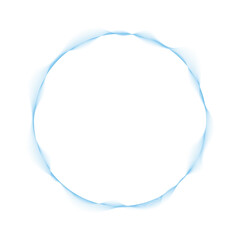 round frame with abstract vector blue waves lines on white background