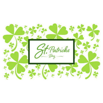 Happy Saint Patrick's day with clover leave or green shamrock on white background for banner, logo website, and card. Irish celebration and festival.