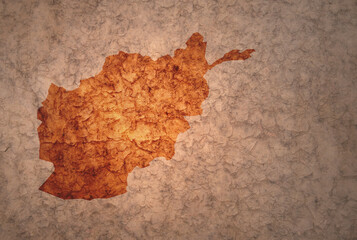 map of afghanistan on a old vintage crack paper background