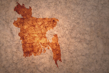map of bangladesh on a old vintage crack paper background