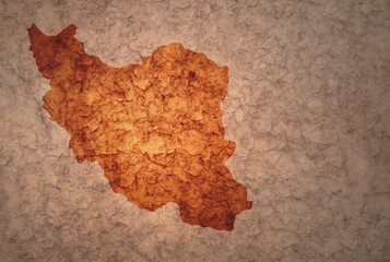 map of iran on a old vintage crack paper background