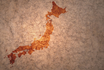 map of japan on a old vintage crack paper background