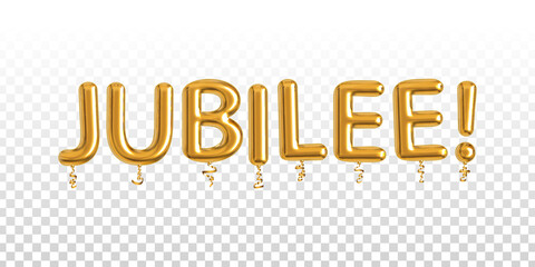 Vector realistic isolated golden balloon text of Jubilee on the transparent background. - obrazy, fototapety, plakaty