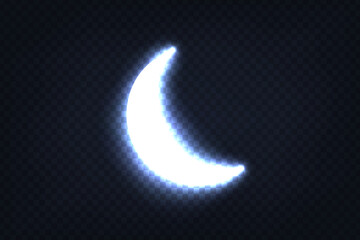 Vector realistic isolated moon crescent on the transparent background.