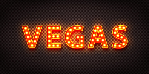 Vector realistic isolated retro billboard text of Vegas with marquee frame on the transparent background.  © comicsans