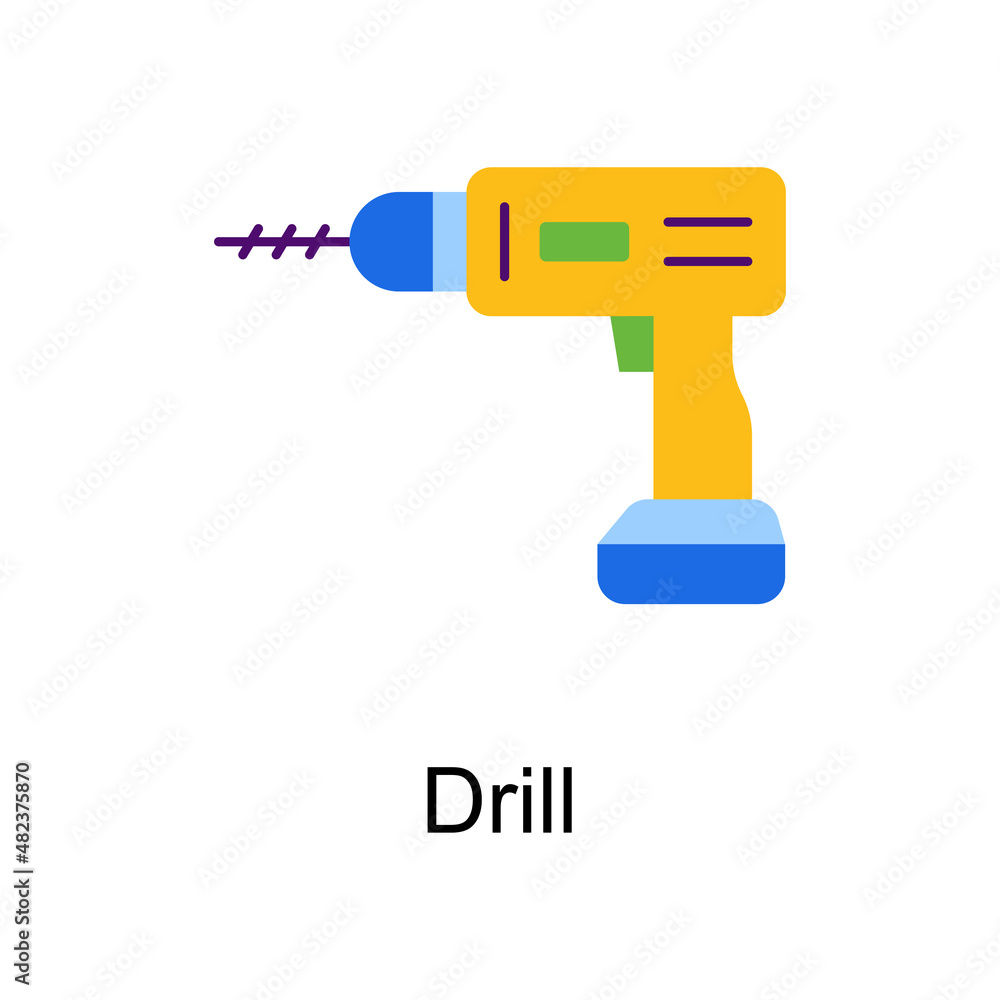 Poster drill vector flat icon design illustration. home improvements symbol on white background eps 10 file