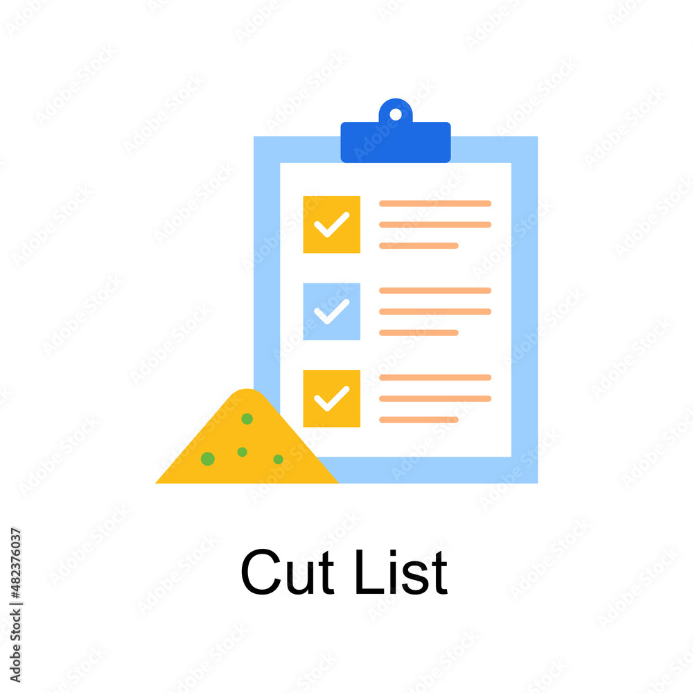 Poster cut list vector flat icon design illustration. home improvements symbol on white background eps 10 f