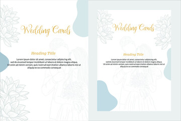 Set Wedding Card Elegant Line Art Love Happy beautiful beauty illustration