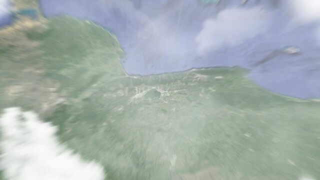 Zoom in from space and focus on Venezuela, Maracay. 3D Animation. Background for travel intro. Elements of this image furnished by NASA