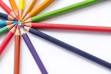 Fototapeta premium Colored pencils on white background