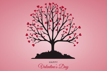 Happy Valentine's Day with heart tree background