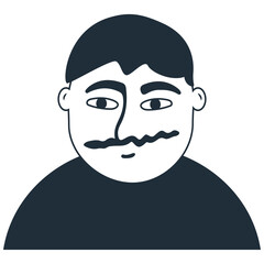 Man Cartoon character Black and white vector illustration Design element Isolated on white background