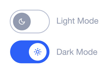 Light Mode and Dark Mode Switch Button. User Interface UI Design Element for Dark and Light Mode Toggle