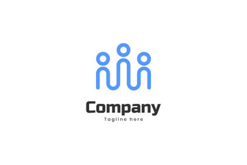 Modern wave people group logo design vector template