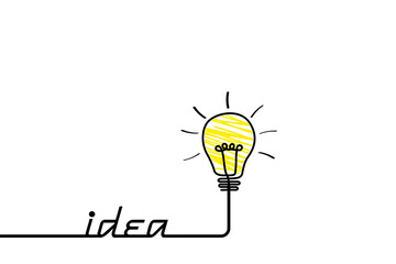 Fototapeta na wymiar Good idea. Banner light bulb idea concept, creative concept light bulb drawn for stock. Flat style. Vector