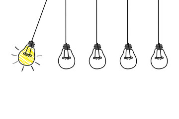 Good idea. Banner light bulb idea concept, creative concept light bulb drawn for stock. Flat style. Vector