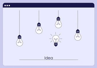 Concept of idea with lightbulb. Sharing business ideas, sharing knowledge, teamwork, idea concept. Vector illustration.