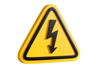 High voltage sign in yellow triangle, symbol warning danger,