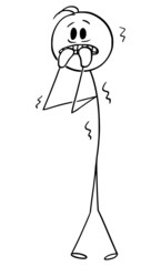 Frightened Person Facing Horror, Vector Cartoon Stick Figure Illustration - 482384221