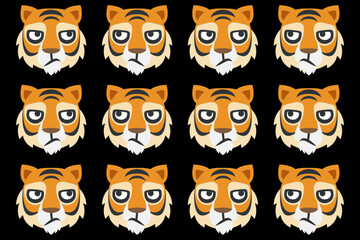 tiger face pattern on black background,vector illustration