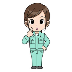 疑問に思う作業員の女性
