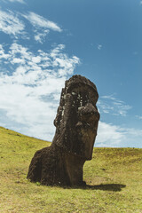 Moai on Easter Island on a summer day