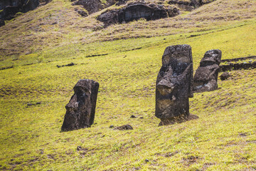 Moais at Rano Raraku on Easter Island