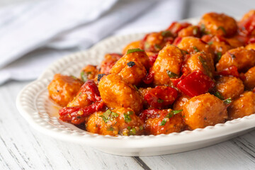 Traditional delicious Turkish food; bulgur garlic meatball (Turkish name; Sarimsakli bulgur kofte or Fellah koftesi)