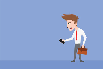 An illustration of a businessman carrying a bag and smartphone