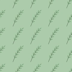 simple cute floral pattern - beautiful leaves of a plant on a green background