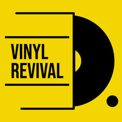 Vinyl revival illustration.in bold minimal design yellow & black