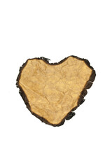 Brown paper burning heart shaped.