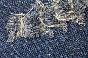 Blue torn denim jeans texture