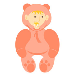 Vector illustration of a baby in bear overalls. Cool overalls for a child. Children's clothing. Isolated