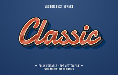 Editable text effect classic style classic word retro background color