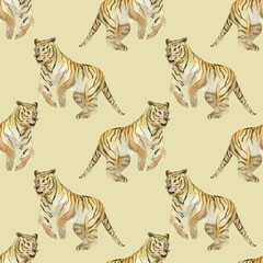 Naklejka premium Seamless pattern with tiger