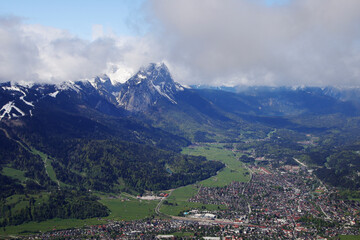 The view of Zugspitze mountain from Wank pick, Germany, Bavaria