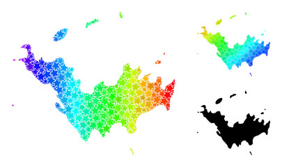 Rainbow gradient stars mosaic map of Saint Barthelemy. Vector colorful map of Saint Barthelemy with rainbow gradients.