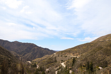 Fototapeta na wymiar Mountain panorama with blue sky in Villavicencio, Mendoza, Argentina