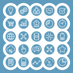 Set of flat monochrome infographic icons on a white background. Vector illustration.
