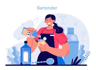 Bartender concept. Barman preparing alcoholic drinks with shaker
